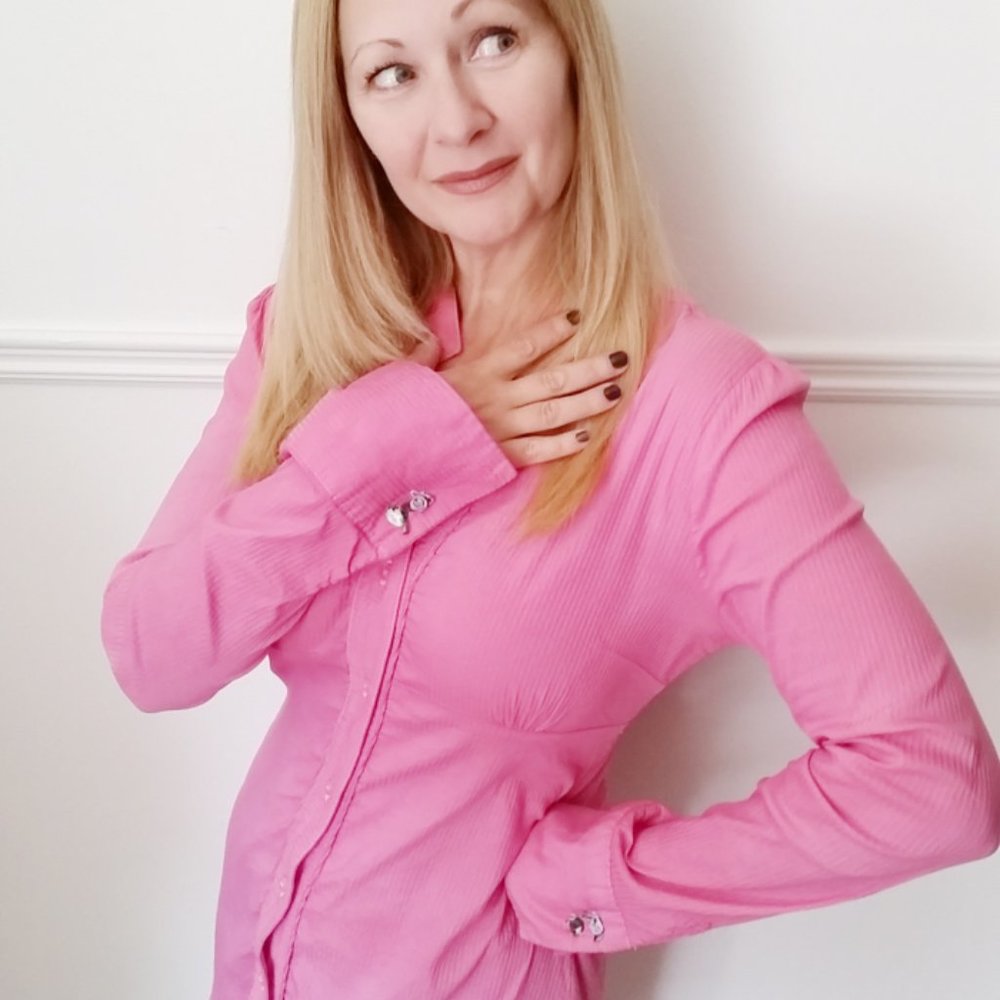 Refashioned Floral Cufflink Blouse (M/L)